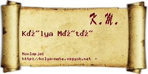 Kólya Máté névjegykártya