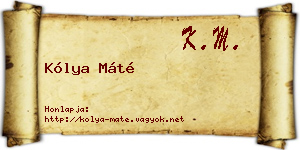 Kólya Máté névjegykártya